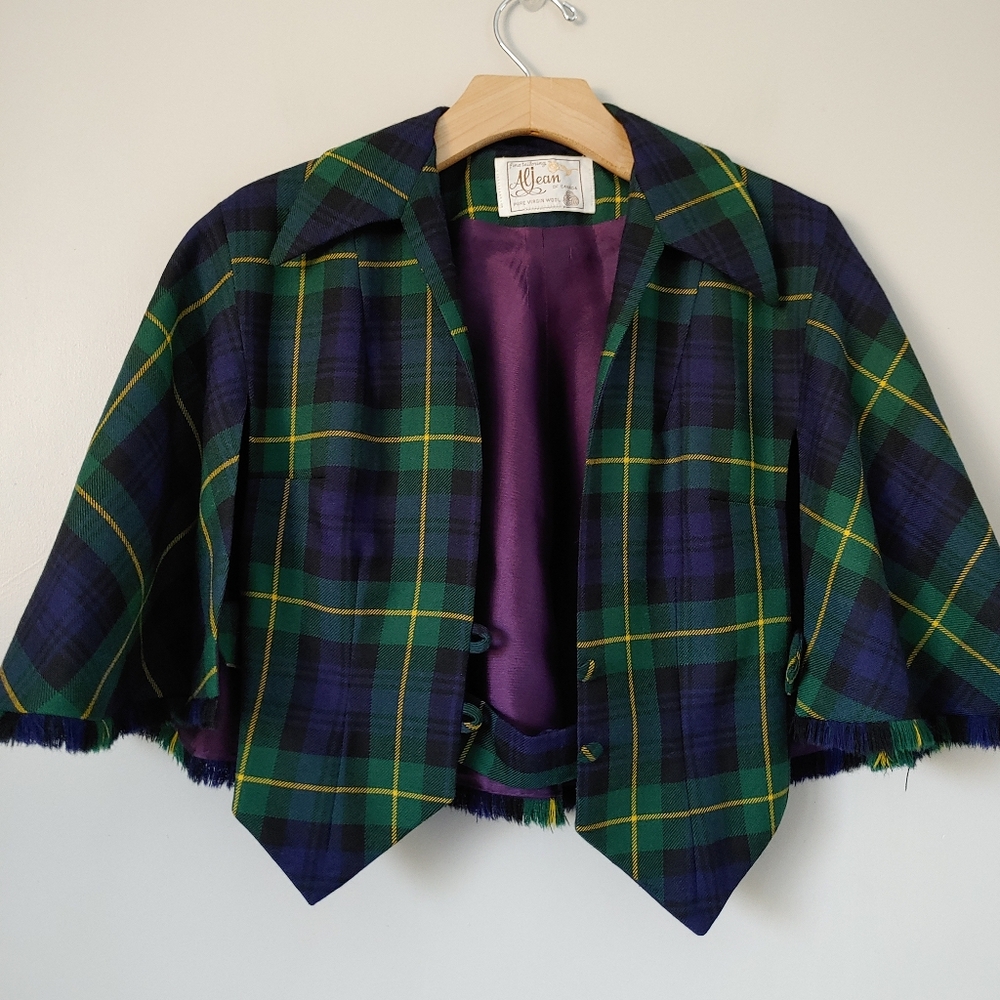 Vintage Aljean Wool Cape Plaid Tartan - Picture 5 of 16